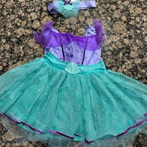 Disney Baby Ariel Costume Dress with Headband. Sz 6-12M